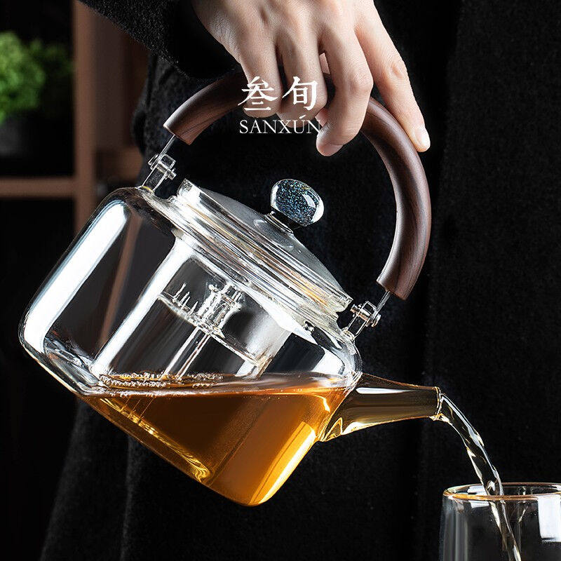 叁旬玻璃煮茶壶耐高温加厚烧水壶大容量蒸煮一体养生壶家用电陶炉