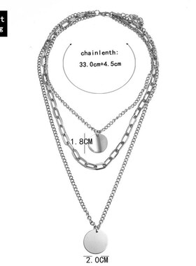 极速Jewelry geometric round metal pendant necklace tend exag