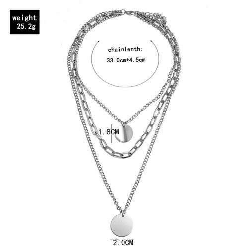 极速Jewelry geometric round metal pendant necklace tend exag