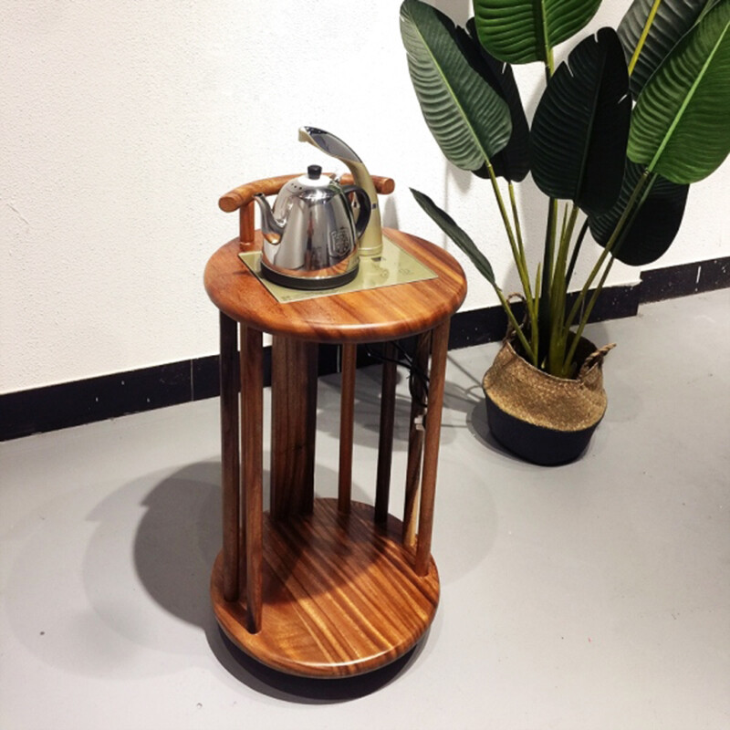 胡桃木大板实木烧水茶水柜可放水桶边柜简约客厅置物架办公室中