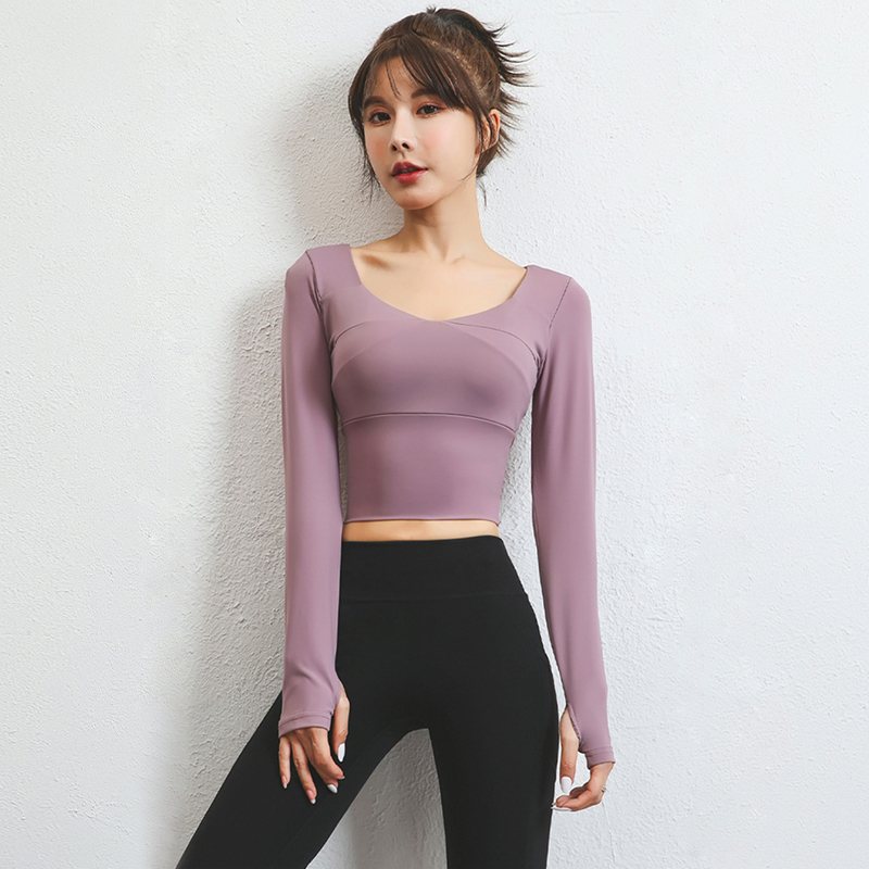 瑜伽服套装女速干带胸垫长袖秋冬运动上衣跑步健身服紧身弹力长裤