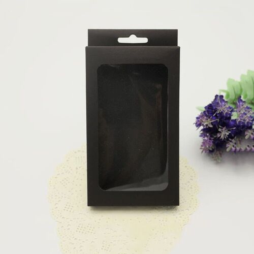 极速50PCS White/Black kraft paper box with pvc window for mo