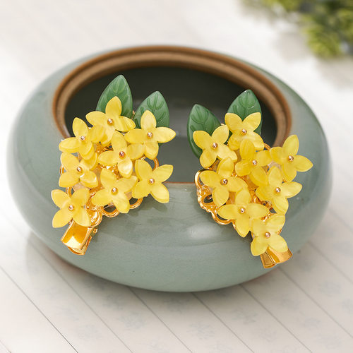 极速1 Pair Fragrans Leaf Side Clips Hair Jewellry Accessorie