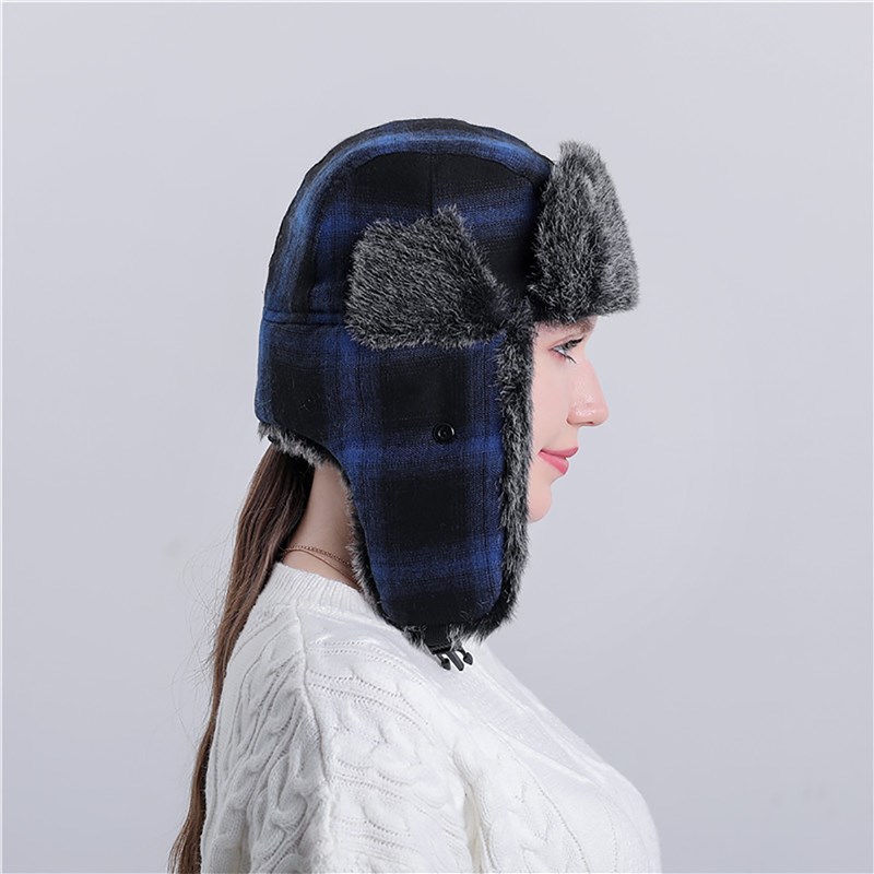 Unisex Ear Warmer Thick Winter Lei Feng Lattices Plaid Trapp