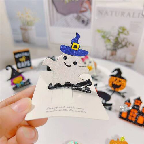 极速Halloween Hairpin Funny Cute Big Eye Clip Pumpkin Ghost