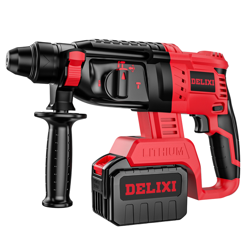 。德力西无刷充电式电锤电镐三用大功率锂电冲击电钻混凝土工具套