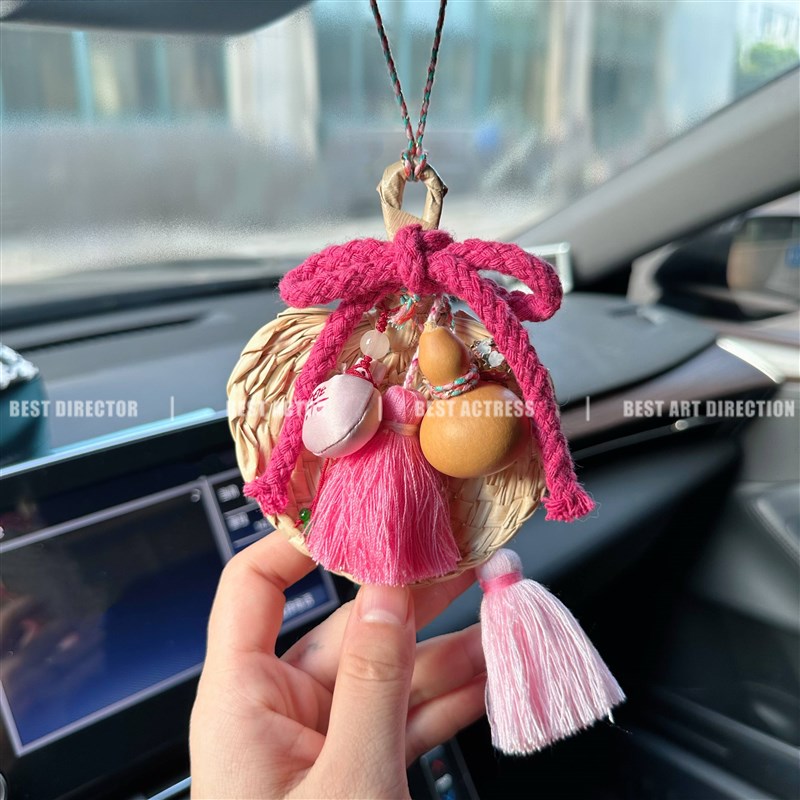 创意手工小扇子葫芦汽车挂件喜乐香囊家居卧室门把手挂饰后照镜吊