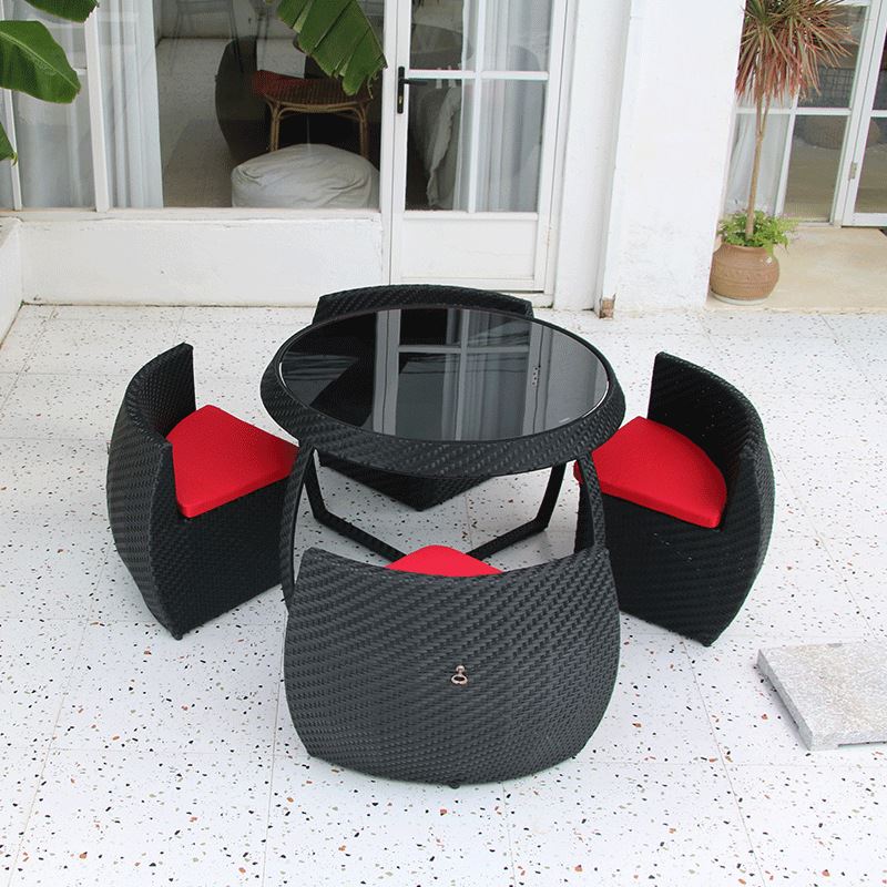 户外庭院桌椅休闲花园露台外摆防晒防水藤椅家俱组合室外藤编桌椅