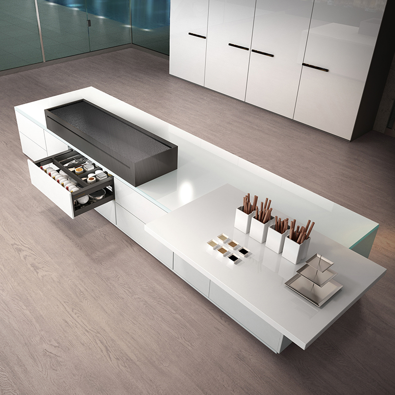 凯斯宝玛全铝抽中抽碗篮厨房抽屉式碗篮铝质橱柜碗盘篮双层平锅篮