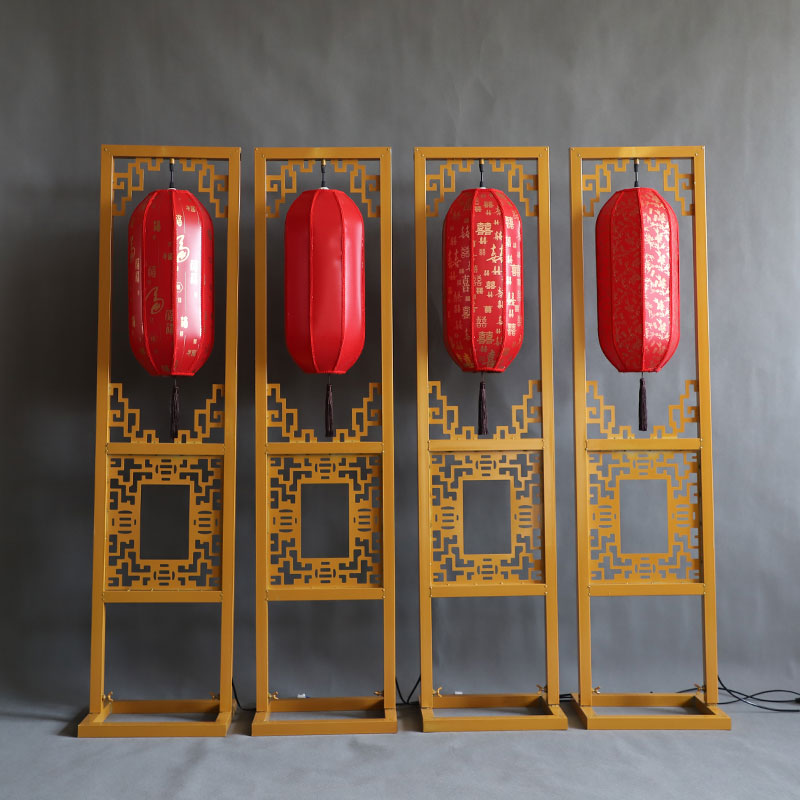 新款婚庆道具中式灯笼路引汉唐宫灯仿古铁艺路引迎宾摆件舞台装饰