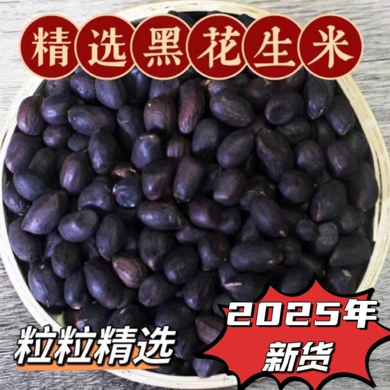 2025年新货生黑花生米新鲜紫皮黑花生批发独立包装