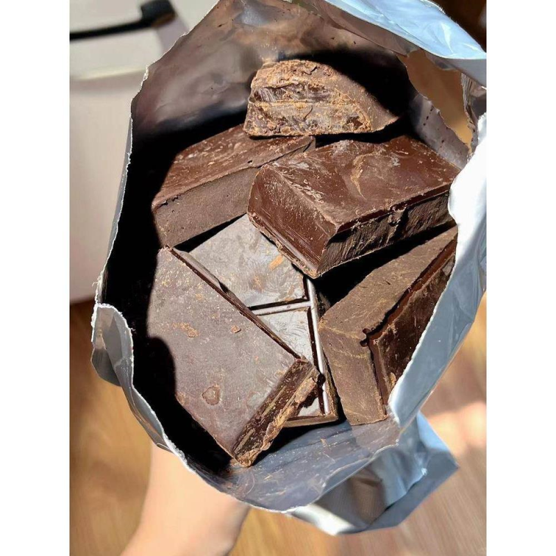 黑巧克力边角料100%纯黑巧可可脂液块方块碎块无蔗糖生酮用按斤称