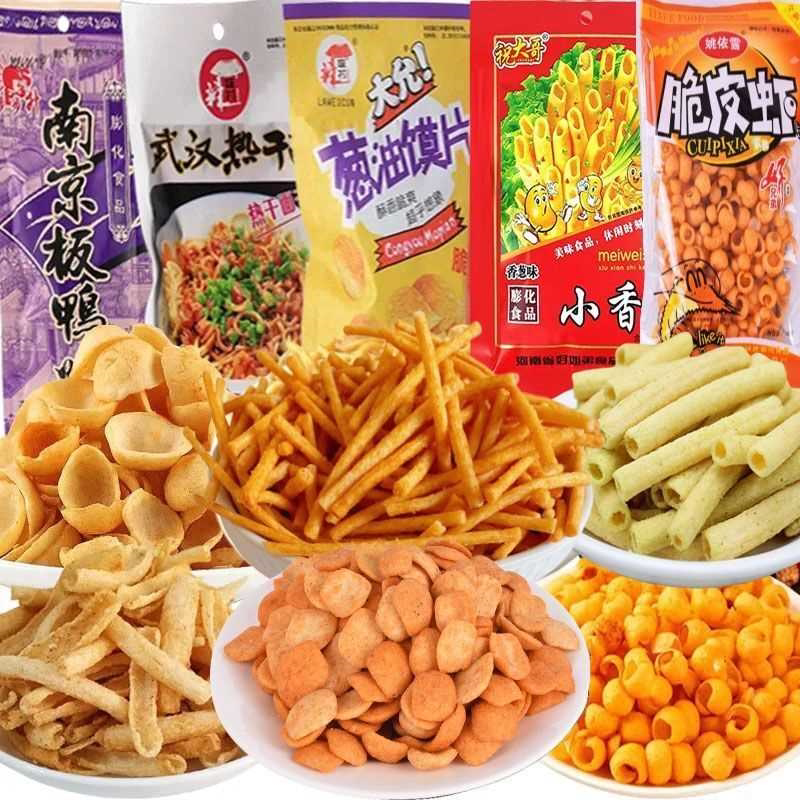 童年零食大礼包南京板鸭热干面葱油馍片脆皮虾8090后经典膨化小吃