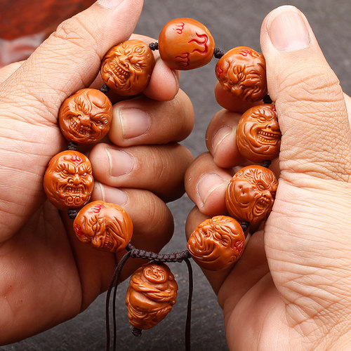橄榄核手串民族风恶僧短圆款手工雕刻橄榄胡苏工文玩天然南工手链