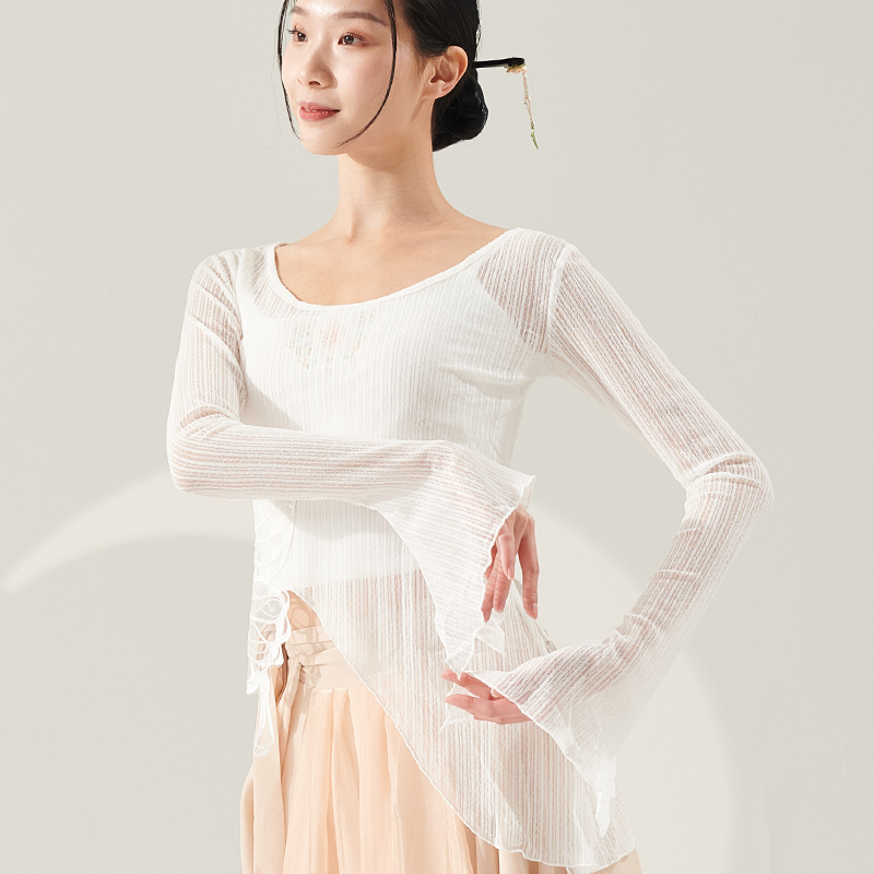 新款舞蹈服古典舞蝴蝶纱衣2023春夏演出服女瑜伽修身微喇袖练功服