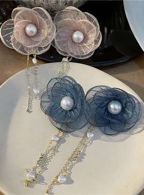 high qualityTemperament Design Sense Long Tassel Organza Flo