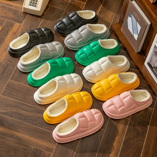 拖鞋 居家用情侣半包跟防滑棉拖 冬家用EVA厚底云朵花瓣棉拖鞋