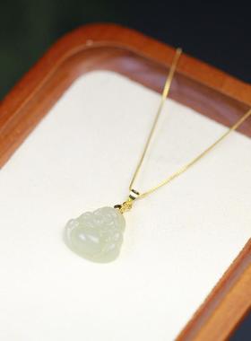 和田玉项链吊坠佛天然女弥勒玉石坠公锁骨链无事牌晴水挂件礼物送