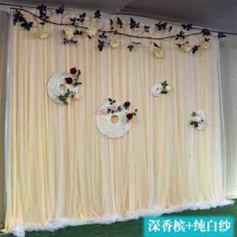 厂销新品婚庆布幔背景纱幔新款婚礼道具舞台结婚装饰幕布甜品台品