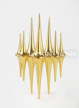 现代轻奢倒影椎体摆件创意样板间别墅酒店售楼处会所大堂软装饰品