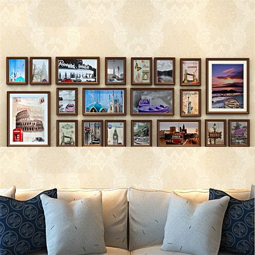 客厅实木照片墙现代挂墙组合创意相框墙画框简约欧式卧室挂画装饰