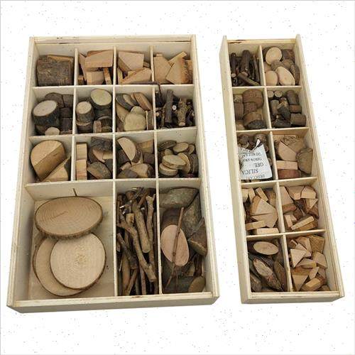 幼儿园低结构材料区域活动DIY自然小木片干树枝手工坊制作美工区