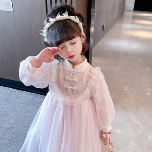 女小童春秋连衣裙表演2023新款 蕾丝公主裙宝宝蓬蓬裙礼服超仙裙子