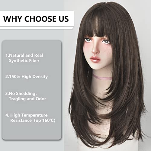 7JHH WIGS Hair Dye Wig for Women Synthetic Hair Natural Long