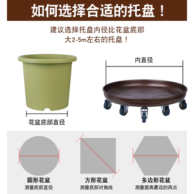 金属铁艺可移动花盆托盘带轮子的承重滑轮花盆底座滚轮托盘万向轮