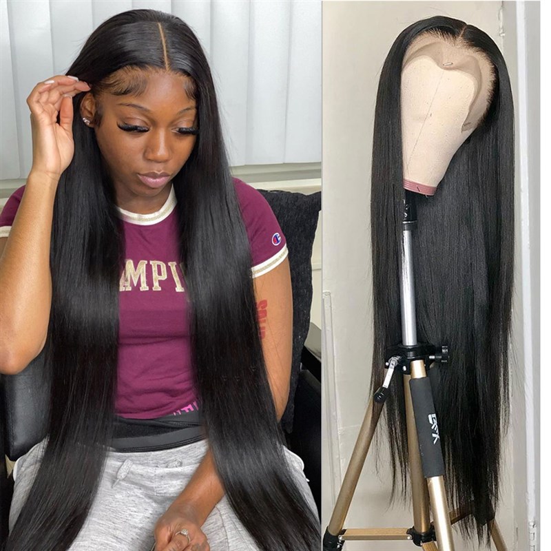 Hoho 28 30 32 Inchs Straight Lace Front Wig 250% Human Hair