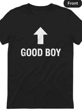 GOOD BOY 搞怪箭头趣味英文 T 恤情侣搞怪梗短袖男女同款美式上衣