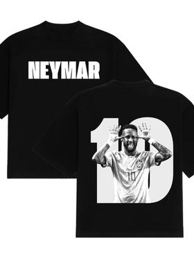 内马尔 Neymar10号足球印花短袖T恤美式宽松前后印花男女同款体恤