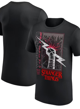 MEN'S BLACK CM PUNK  WWE X STRANGER THINGS T-SHIRTS朋克短袖
