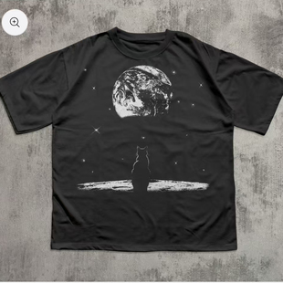 CAT SHIRT MOON 猫月球短袖 潮 FUNNY T恤男宽松休闲2026夏新款
