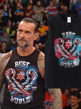 BEST THE WORLD CM PUNK朋克无袖T恤男圆领2024春夏字母休闲修身