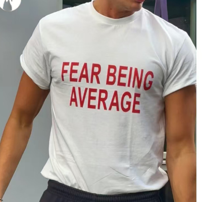 美式复古FEAR BEING AVERAGE励志标语印花短袖T恤男女宽松白色