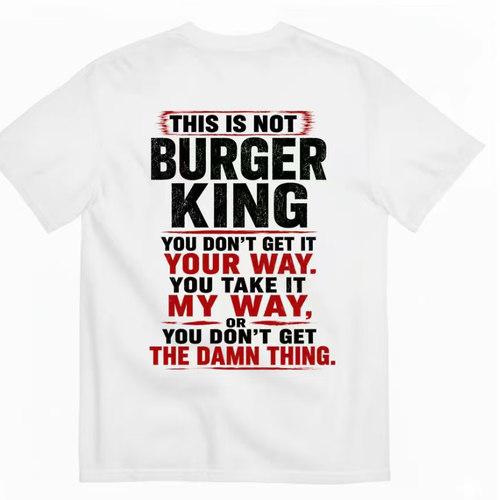 恶搞汉堡王趣味美式英文短袖 THIS IS NOT BURGER KING 男女 T 恤
