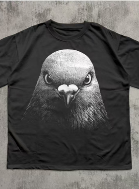 FUNNY T-SHIRT EVIL PIGEON鸽子字母美式休闲短袖T恤男2026新款潮