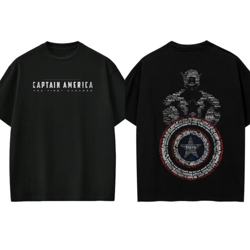 美国队长 CAPTAIN AMERICA 盾牌文字印花T恤美式短袖男女同款周边
