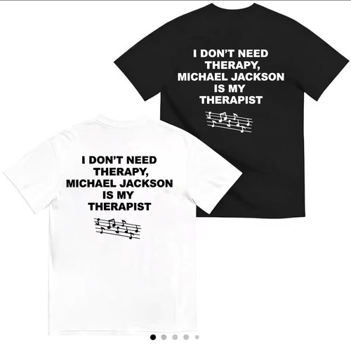 美式短袖 T恤Michael Jackson 趣味英文后背印花宽松休闲男女上衣