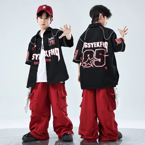 速发hiphop炸街服装服孩嘻哈架子鼓演出服少舞街儿潮男爵士舞孩