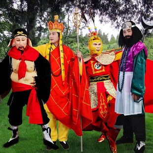 速发西游记套服衣服表演装猴子土地四人白骨精面具服西游版虎皮