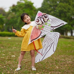 速发儿童手工空白涂色防水涤纶布风筝材料春 天统包传户外国潮纸