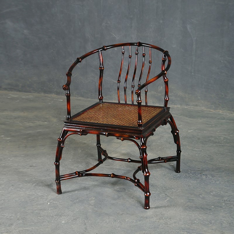 速发竹柒阁筇竹椅椅唐式仿古圈太师椅椅帽椅竹官子围椅户外老式竹