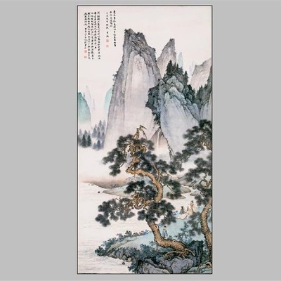 速发陈津博物馆收藏 泉少梅-仿刘松年松天图国画名家字画画心高清