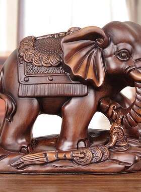 速发实木酒财吉象关件家居客厅招柜玄摆象装饰办公室桌面财福大象
