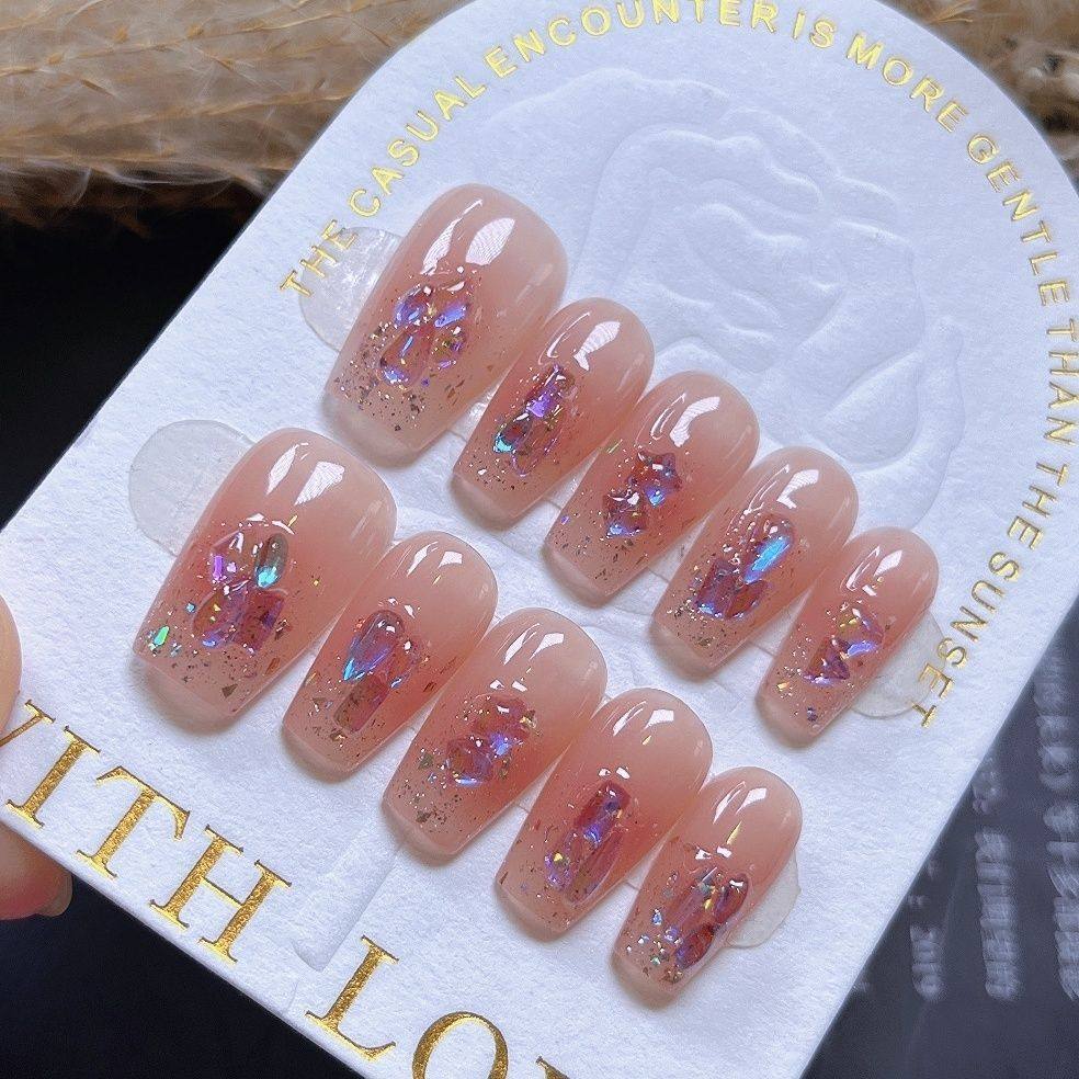 纯欲高级感魅影极光爆闪钻指甲贴片手工拆卸美甲成品手工穿戴甲,彩妆/香水/美妆工具,美甲工具,淘宝优惠券,粉丝福利购,淘宝优惠卷