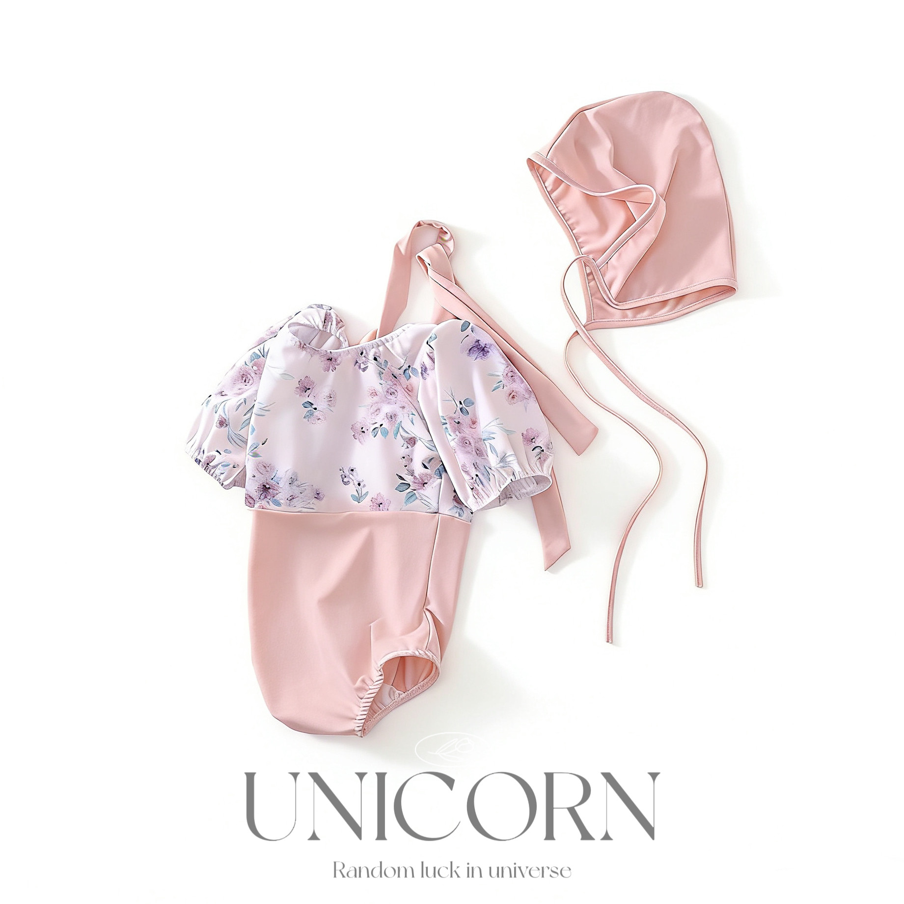 UNICORN女童夏新款韩版碎花连体泳衣女宝甜美可爱公主温泉游泳衣