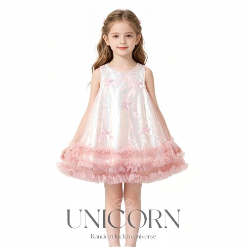 UNICORN女童夏季人鱼姬亮片蓬蓬连衣裙背心裙公主礼服生日网纱裙