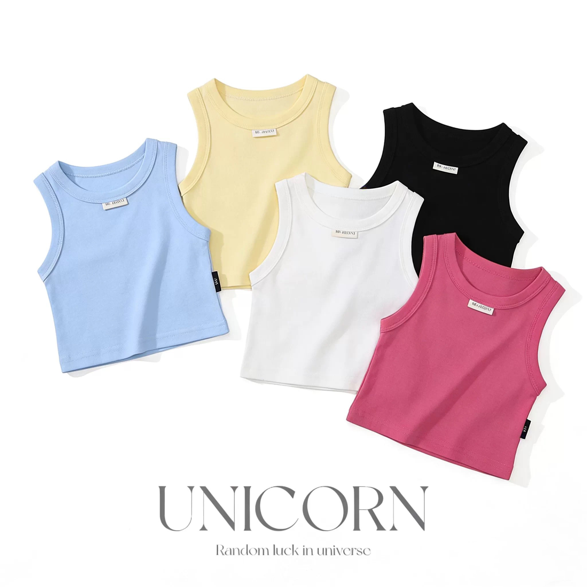 UNICORN女童夏季圆领打底短款背心女宝韩版无袖时尚百搭单品上衣